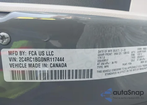 2022 Chrysler Pacifica Touring L from USA, damaged, VIN 2C4RC1BG0NR117444